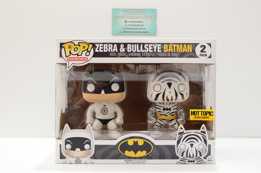 DC – Zebra & Bullseye Batman (Hot Topic) 2-Pack – Pop Vinyl **Sticker is peeling off