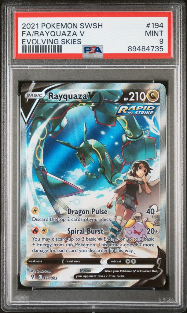 PSA 9 MINT: Pokemon TCG Rayquaza V 194/203 – Evolving Skies