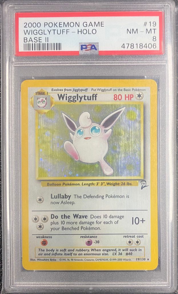 PSA 8 NM-MT : Pokemon TCG Wigglytuff Holo – 19/130 – Base Set 2