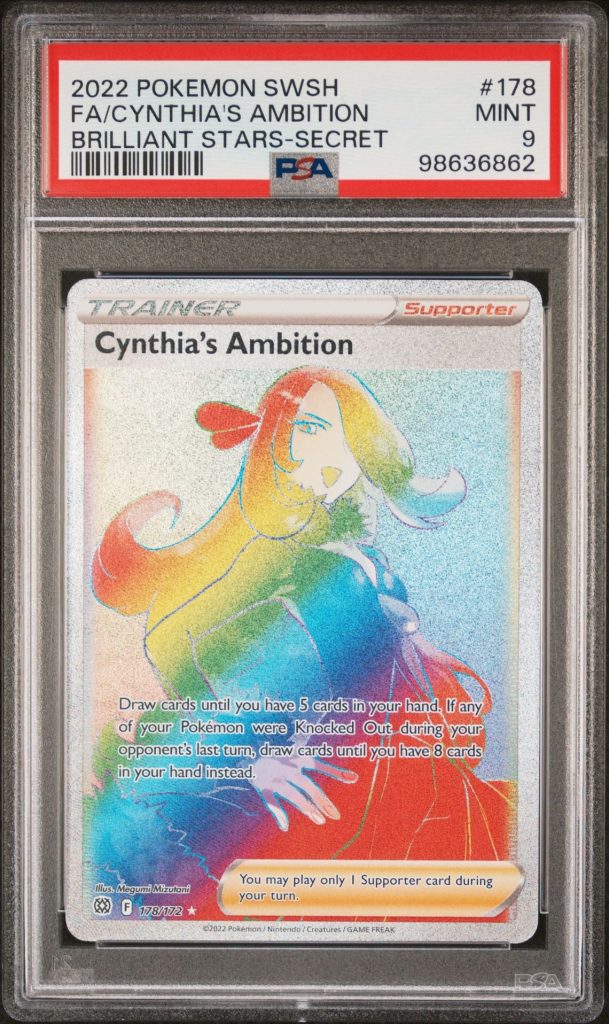 PSA MINT 9: Pokemon TCG Cynthia’s Ambition – 178/172 – Brilliant Stars (Copy)