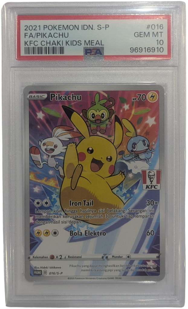 2021 Pokemon Pikachu KFC Chaki Kids Meal 016/S-P (Indonesia) PSA 10