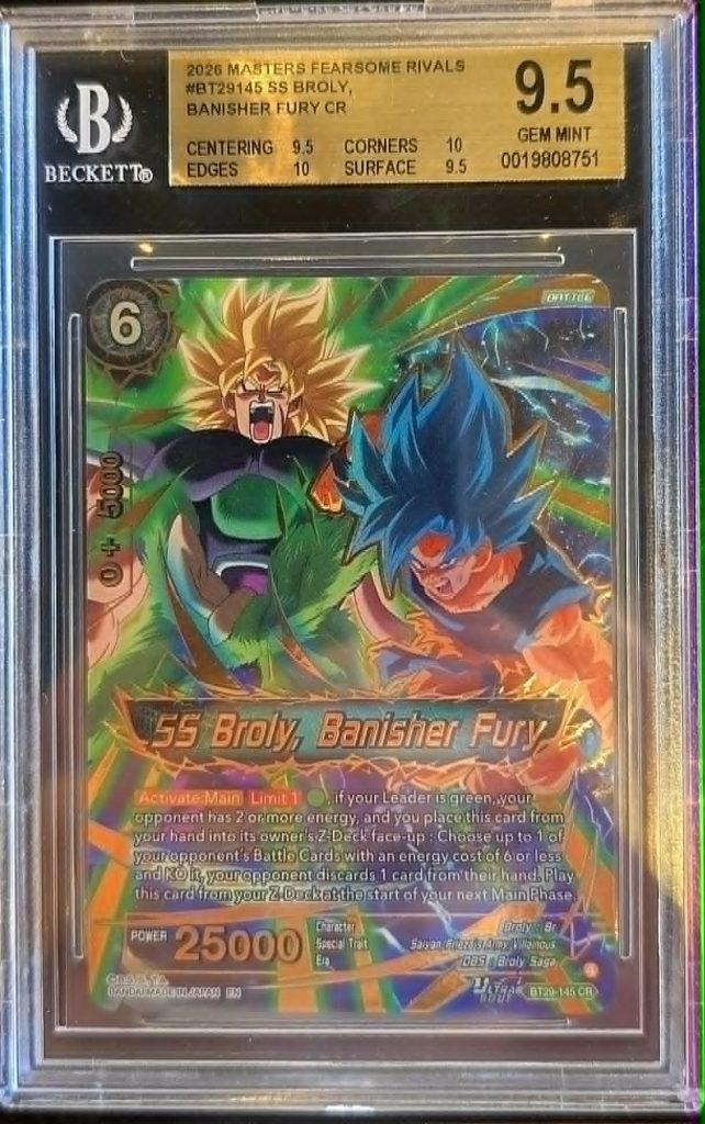 2026 Dragon Ball Super SS Broly, Banisher Fury CR Gem Mint 9.5 Beckett