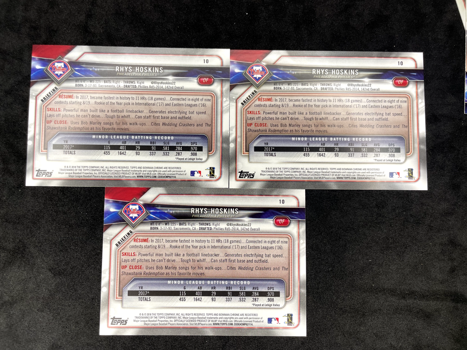 2018-Bowman-Rhys-Hoskins-Rookie-Card-Lot-of-5-10-Philadelphia-Phillies-315167023060-3