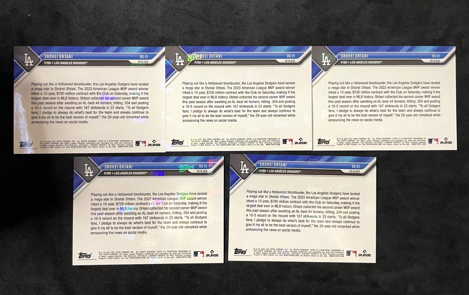 2023-Topps-Now-Shohei-Ohtani-Signed-10-Years-Lot-of-5-OS-21-1st-Dodgers-Card-315192817900-2