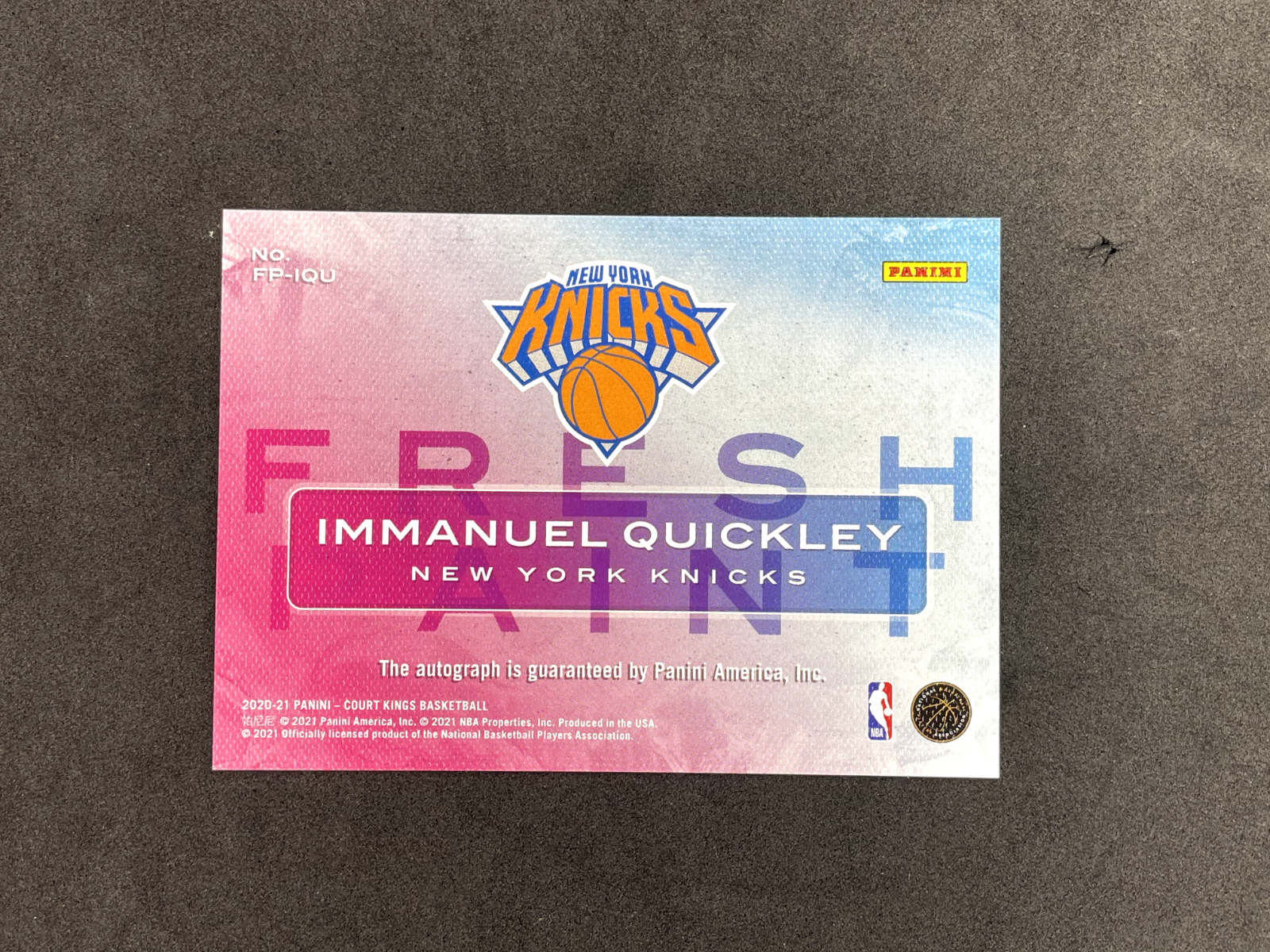 2020-21-Panini-Court-Kings-Immanuel-Quickley-Rookie-Fresh-Paint-Auto-Jade-Knicks-315362351382-2