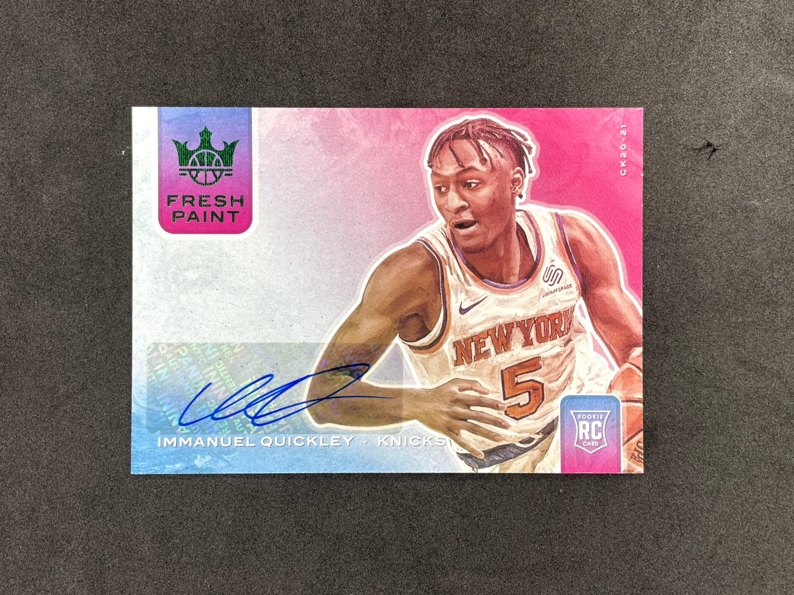 2020-21-Panini-Court-Kings-Immanuel-Quickley-Rookie-Fresh-Paint-Auto-Jade-Knicks-315362351382