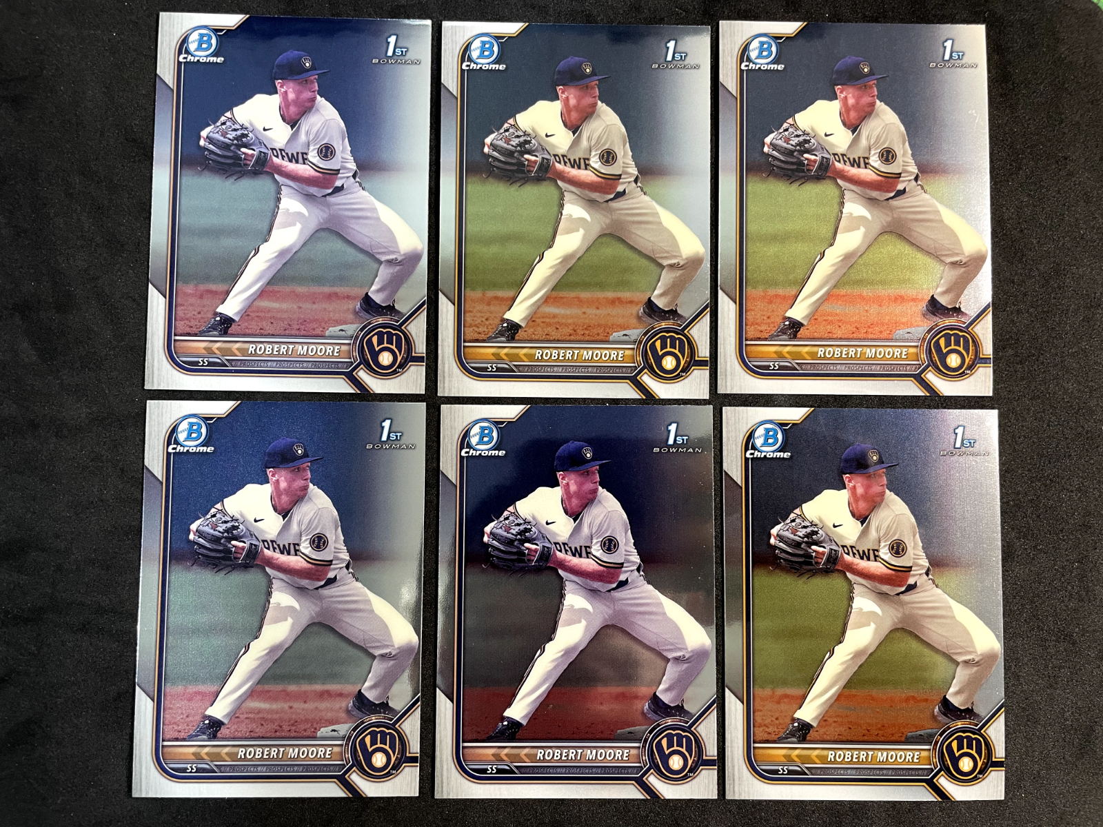 2022-Bowman-Chrome-Robert-Moore-1st-Bowman-Lot-3-Refractors-6-Chrome-Brewers-314760856253-3