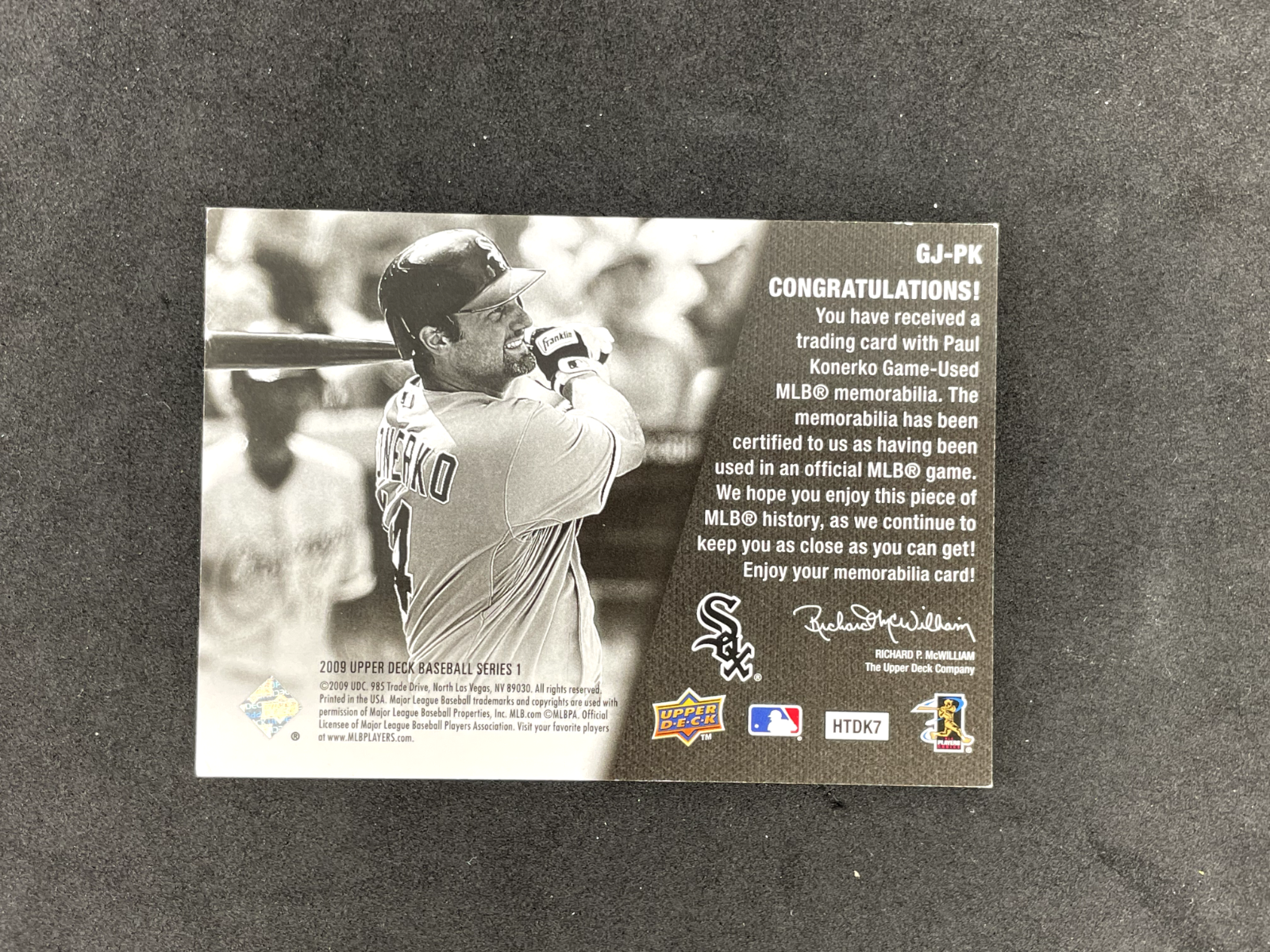 2009-Upper-Deck-Baseball-Series-1-Paul-Konerko-UD-Game-Jersey-GJ-PK-White-Sox-315386626295-2