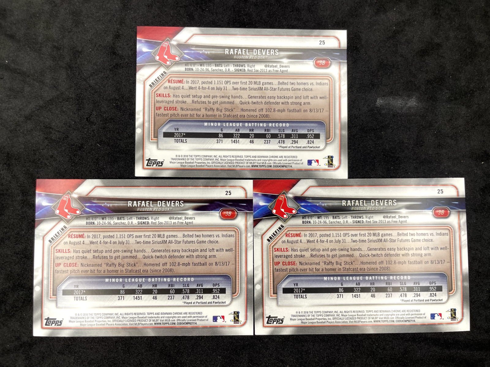 2018-Bowman-Rafael-Devers-Rookie-Card-Lot-of-6-25-Boston-Red-Sox-315167020735-2