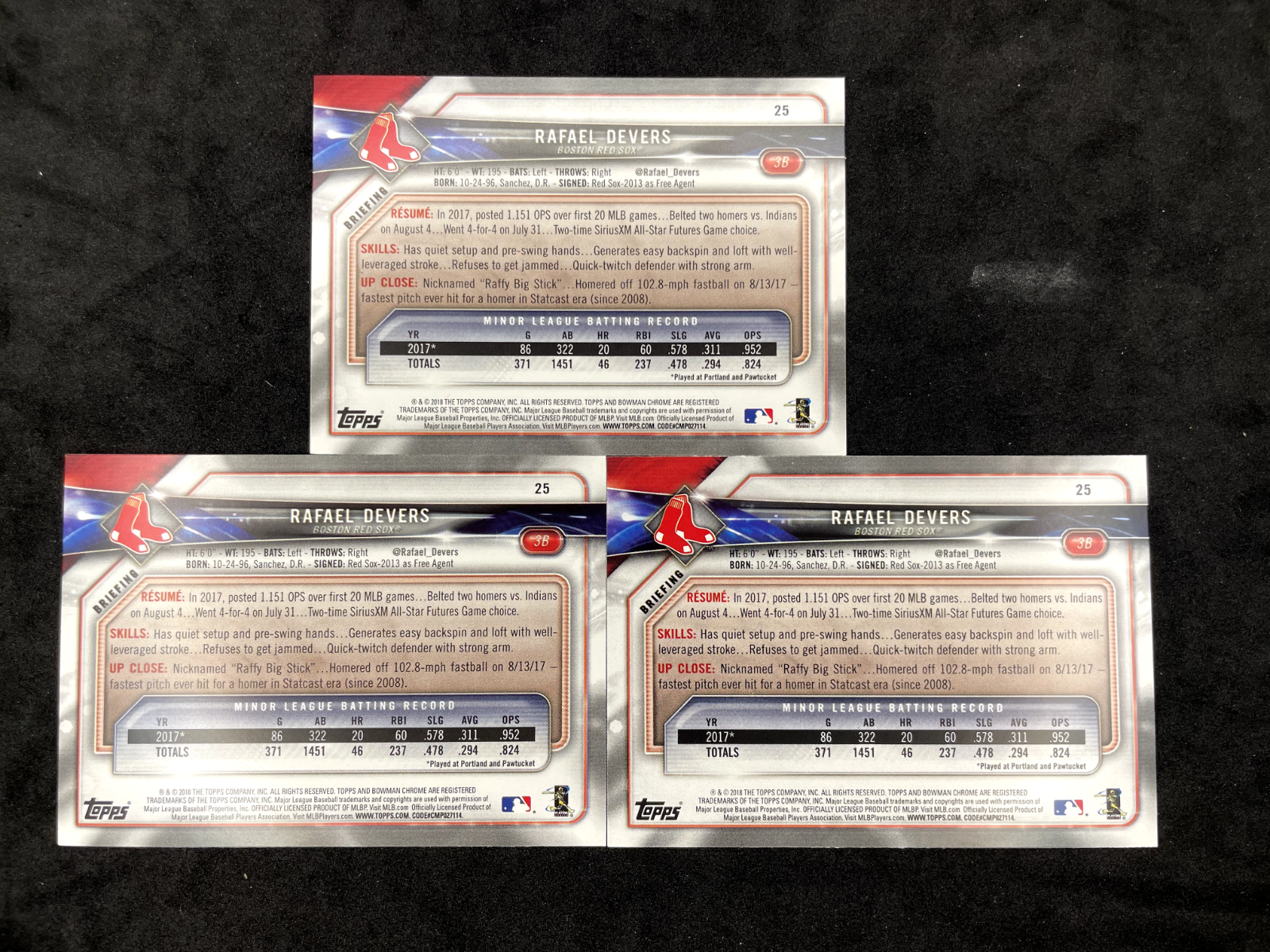 2018-Bowman-Rafael-Devers-Rookie-Card-Lot-of-6-25-Boston-Red-Sox-315167020735-3