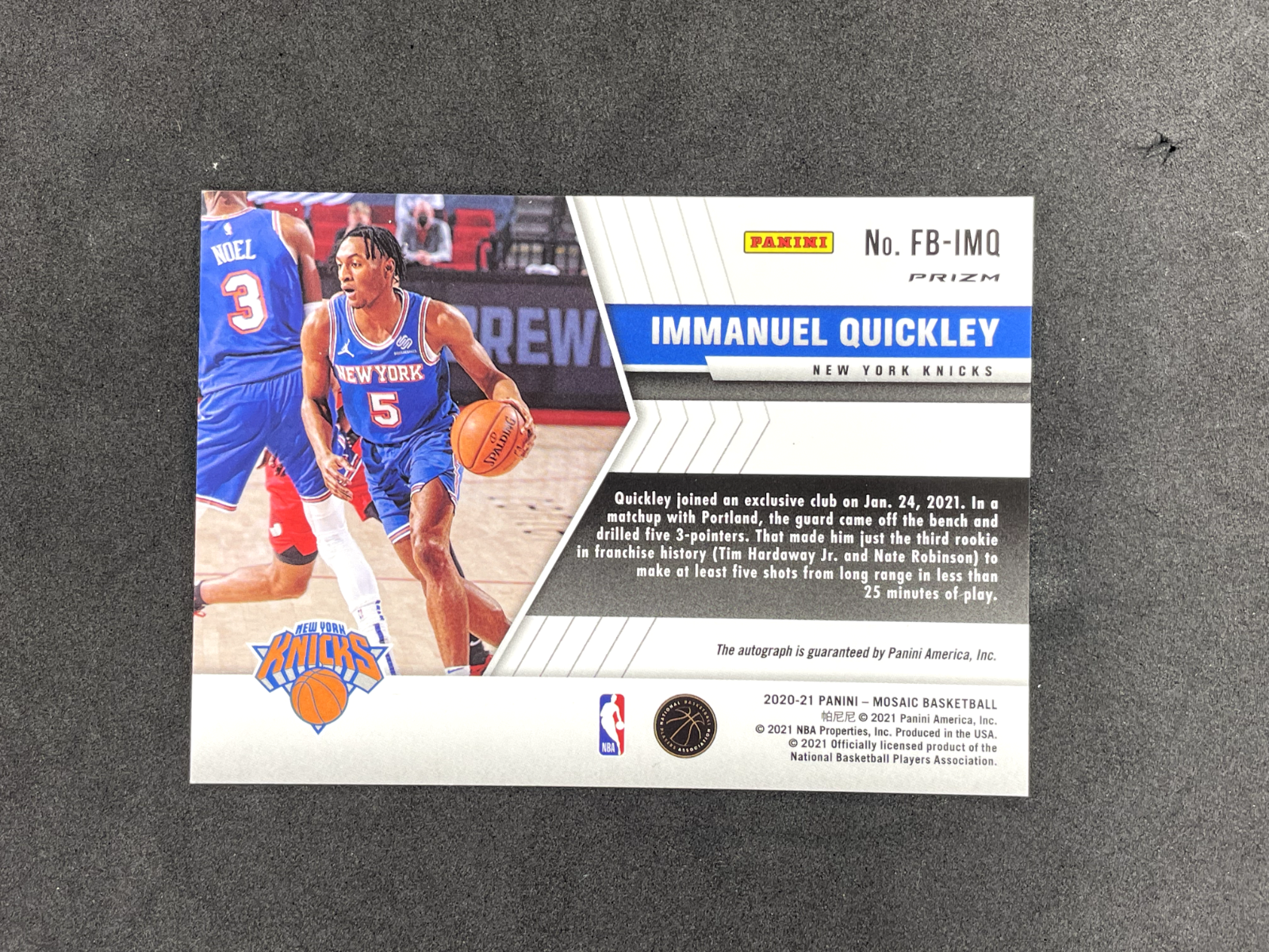 2020-21-Panini-Mosaic-Immanuel-Quickley-Rookie-Auto-Fast-Break-FB-IMQ-Knicks-315362369635-2