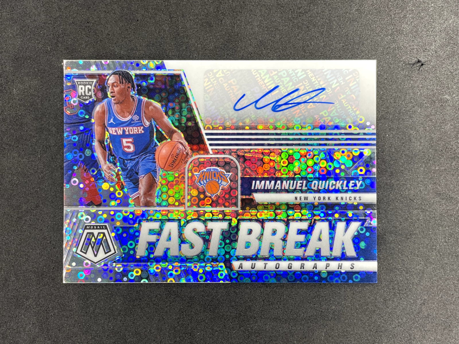 2020-21-Panini-Mosaic-Immanuel-Quickley-Rookie-Auto-Fast-Break-FB-IMQ-Knicks-315362369635