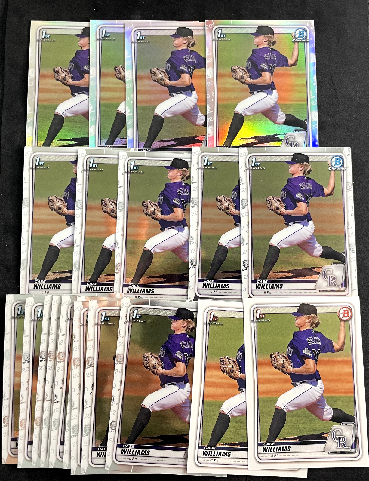 20-Card-Lot-2020-Bowman-Draft-Case-Williams-1st-Bowmans-4-Refractors-Rockies-315361334166