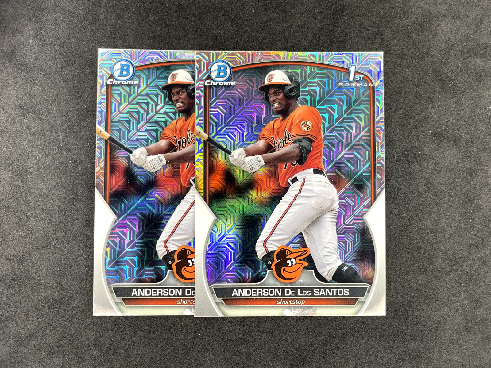 2023-Bowman-Chrome-Anderson-De-Los-Santos-1st-Bowman-Asia-Lot-x2-Orioles-315288195607
